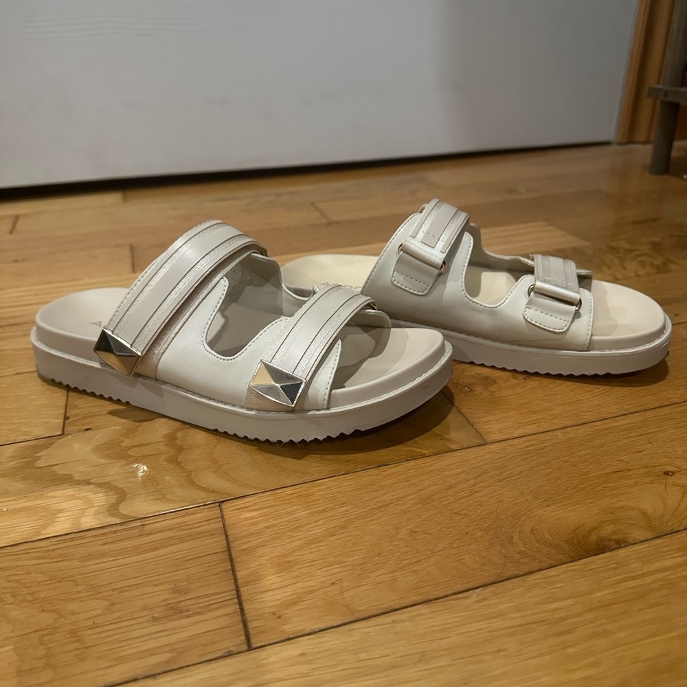 Aldo Cream Sandals with Gold Accents